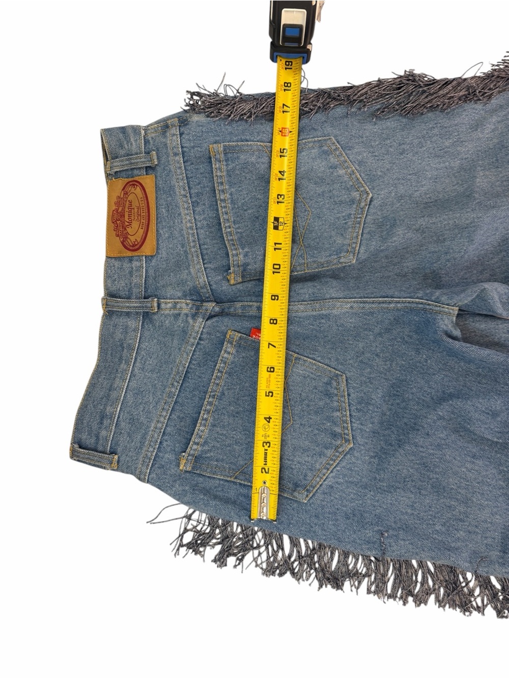 Fringe-Trim Straight-Leg Women's Jeans in Blue - Picture 12 of 12